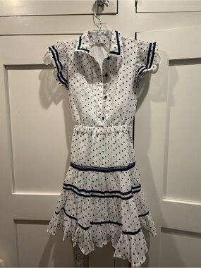 Guess White Dress with Navy Polka Dots - Girls, worn twice!